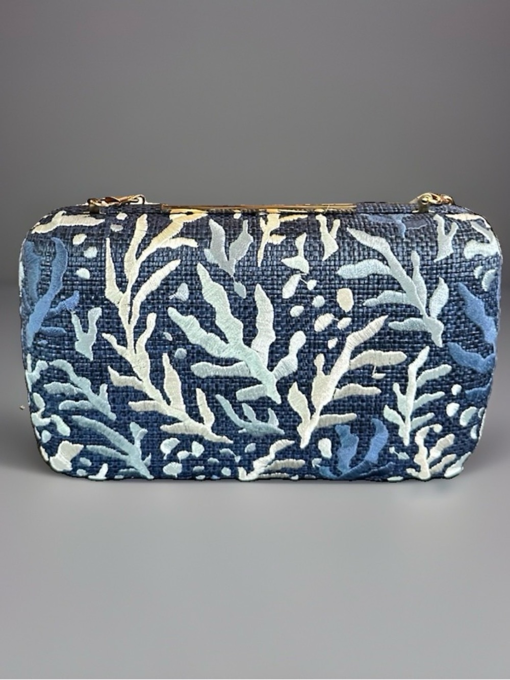 Shiraleah Ondine Minaudière Embroidered Coral Reef Clutch  Crossbody Bag SMALL
